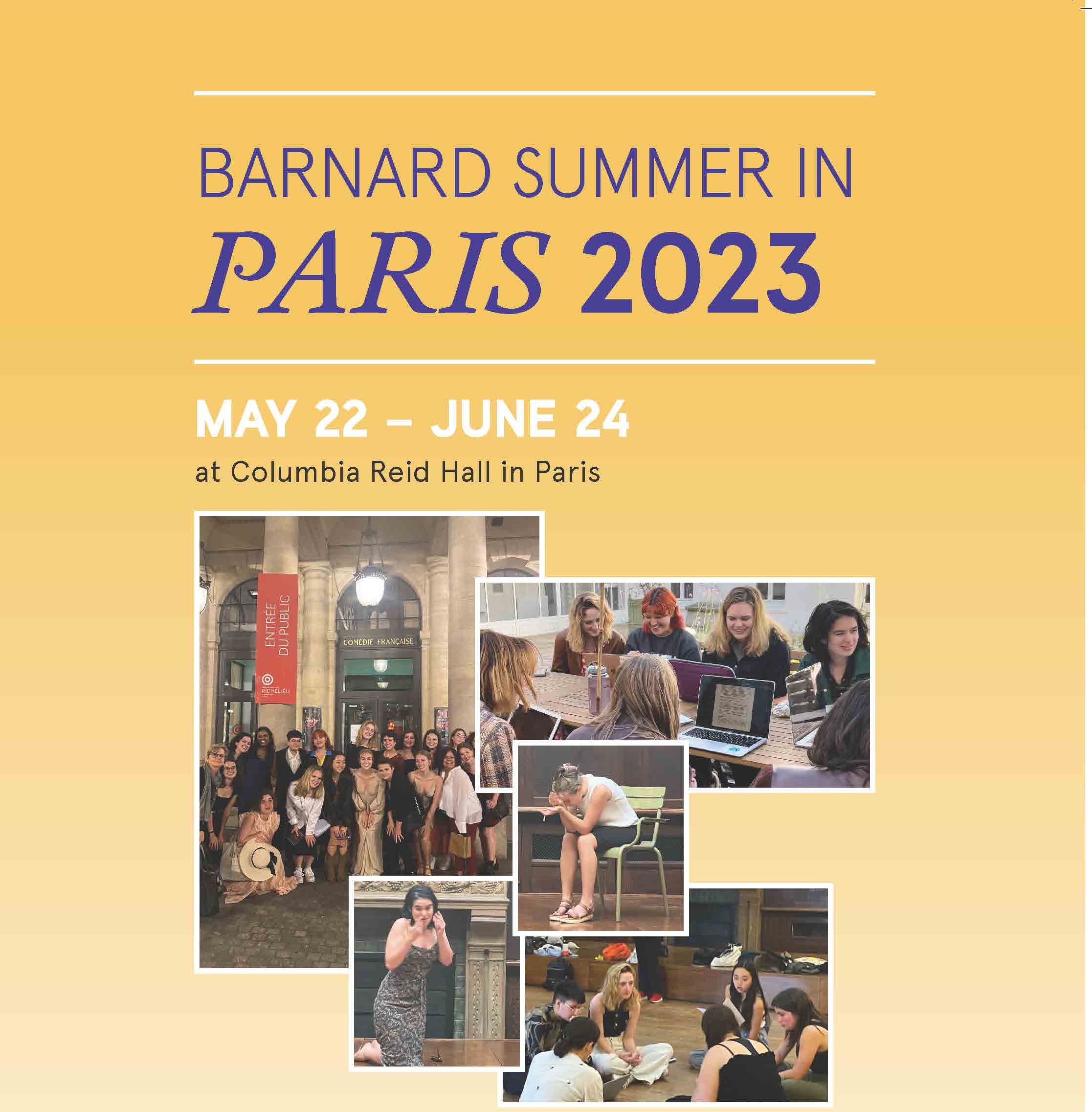 Barnard Summer 2023 Programs in Paris Info Session Barnard College